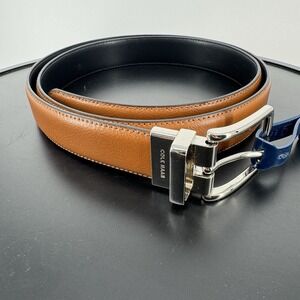 $80 NEW COLE HAAN BELT 42-44 XL REVERSIBLE LEATHER SADDLE TAN BLACK CHRME BUCKLE